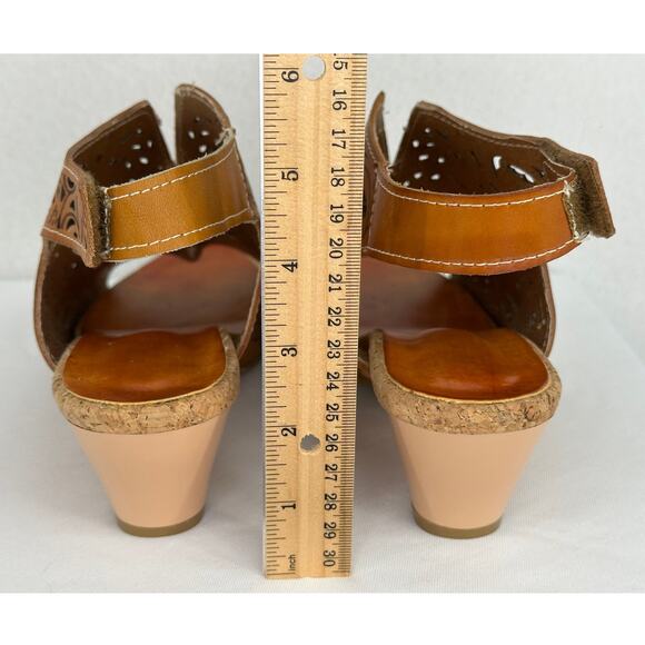 Brown Leather Cut Out Wedge Sandals 40 (9) - Picture 5 of 7